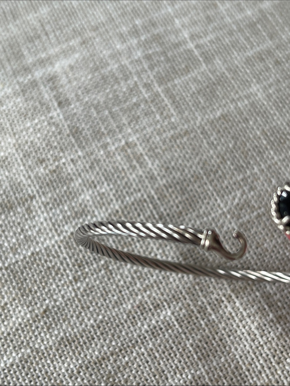 David Yurman Silver Cable Petite Chatelaine Bracelet with Black Onyx Accent - Picture 10 of 10